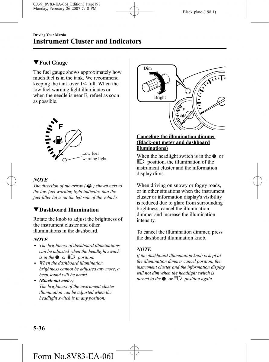 Mazda CX 9 owners manual / page 198