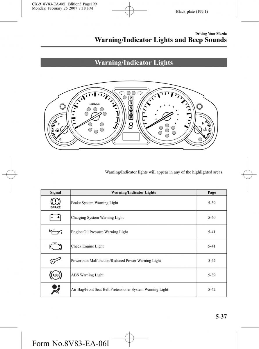 Mazda CX 9 owners manual / page 199