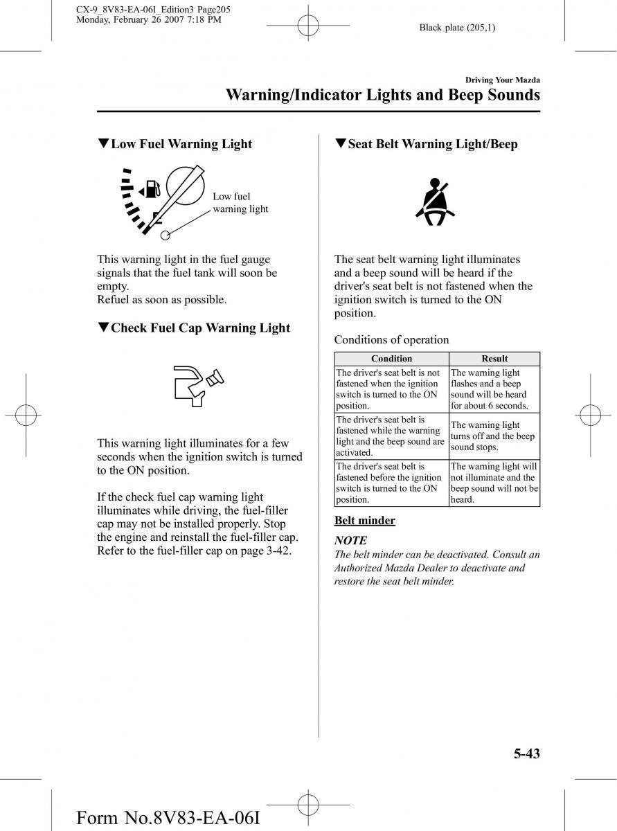 Mazda CX 9 owners manual / page 205