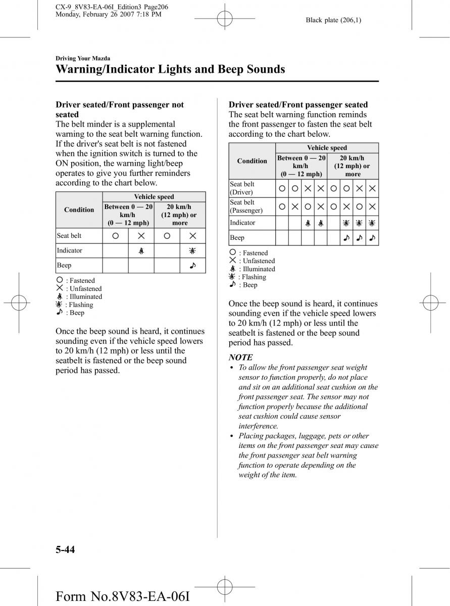 Mazda CX 9 owners manual / page 206