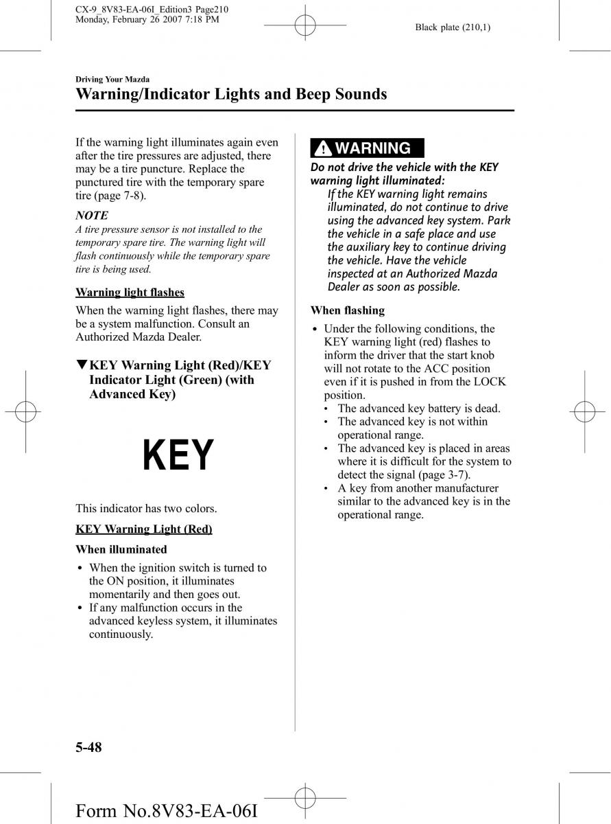 Mazda CX 9 owners manual / page 210