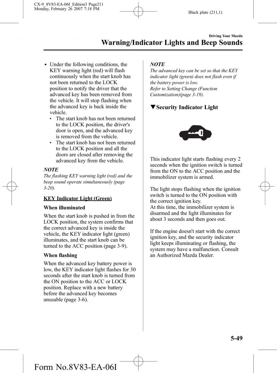 Mazda CX 9 owners manual / page 211