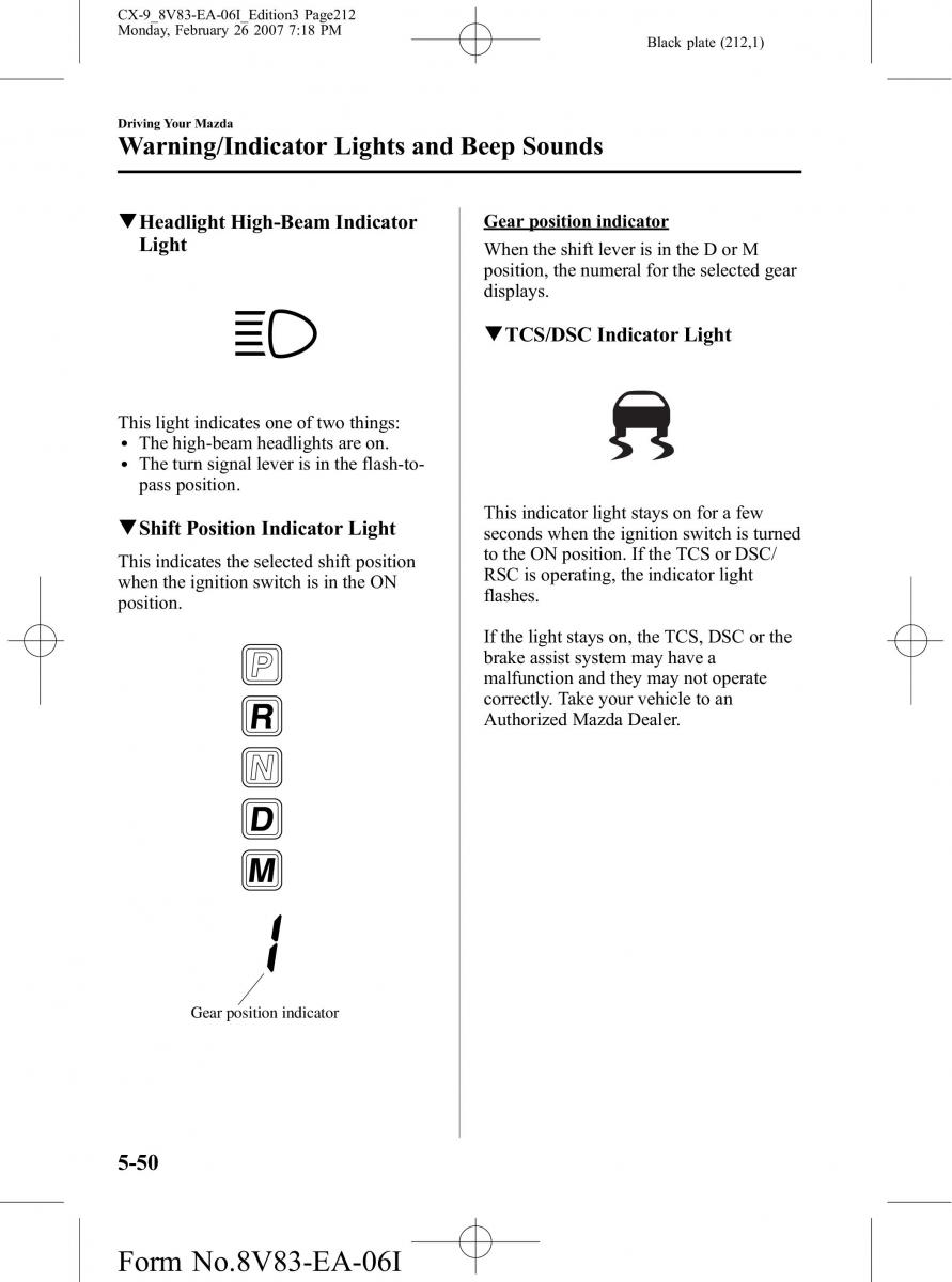 Mazda CX 9 owners manual / page 212