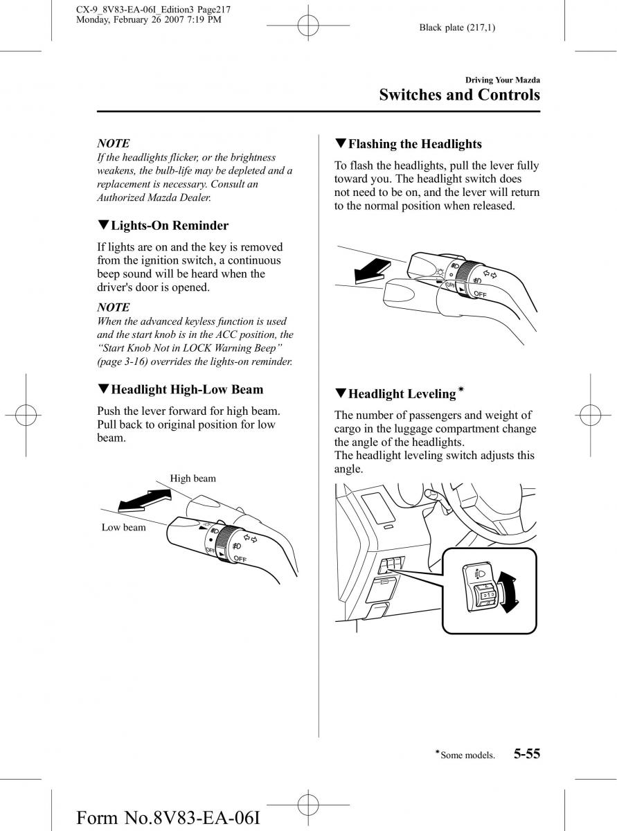 Mazda CX 9 owners manual / page 217