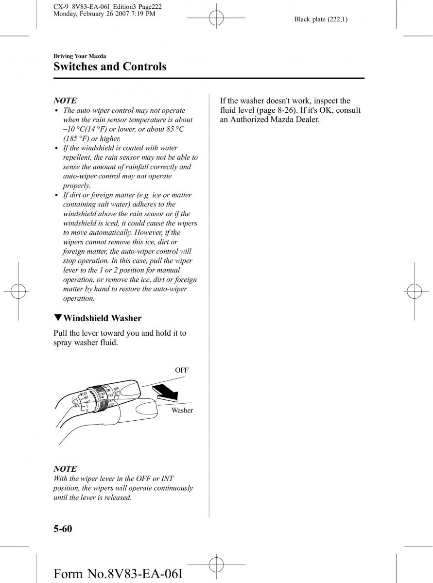 Mazda CX 9 owners manual / page 222