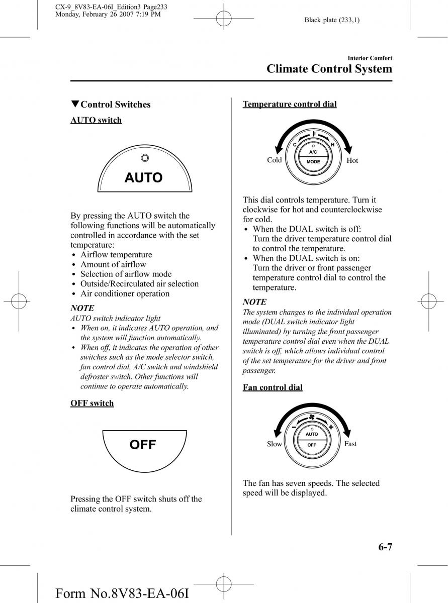 Mazda CX 9 owners manual / page 233