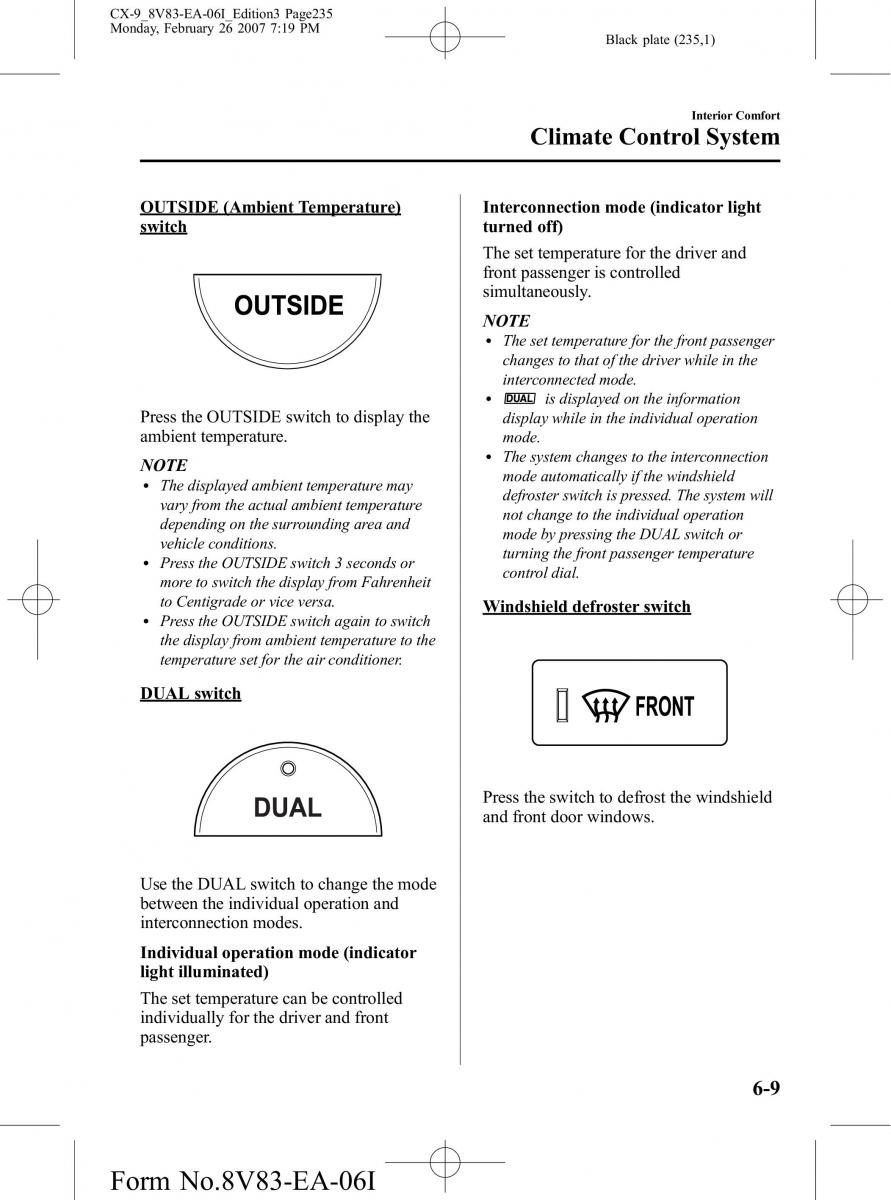 Mazda CX 9 owners manual / page 235