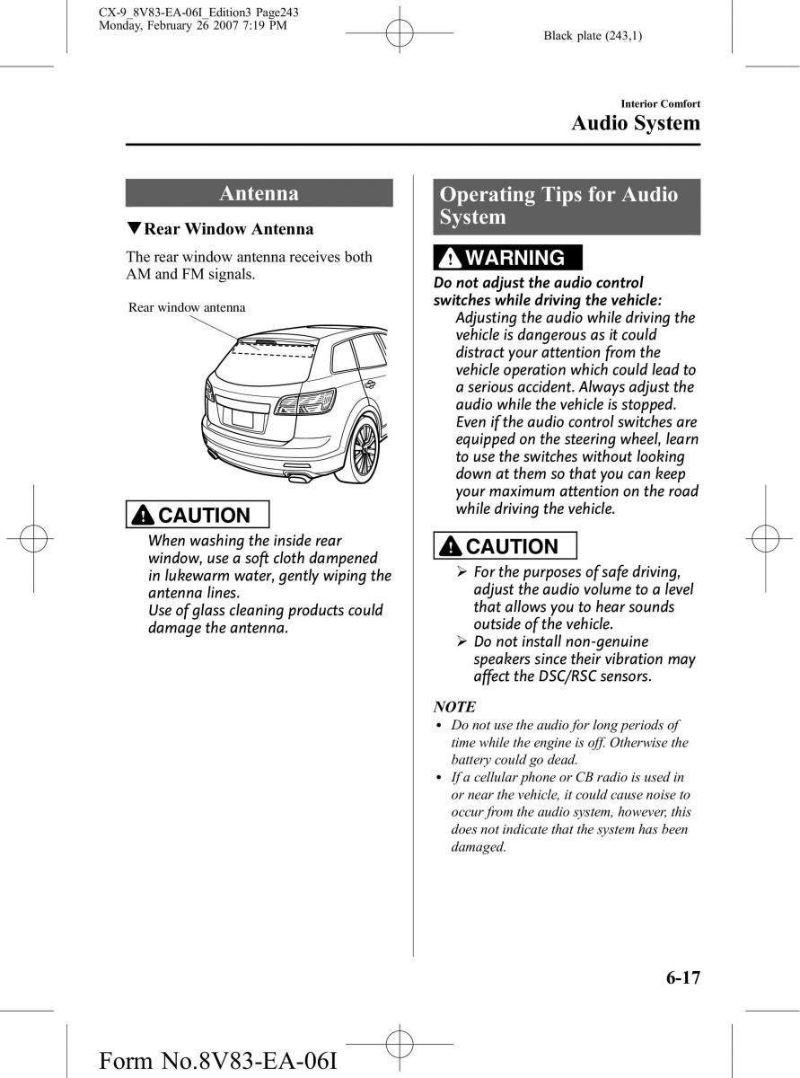 Mazda CX 9 owners manual / page 243