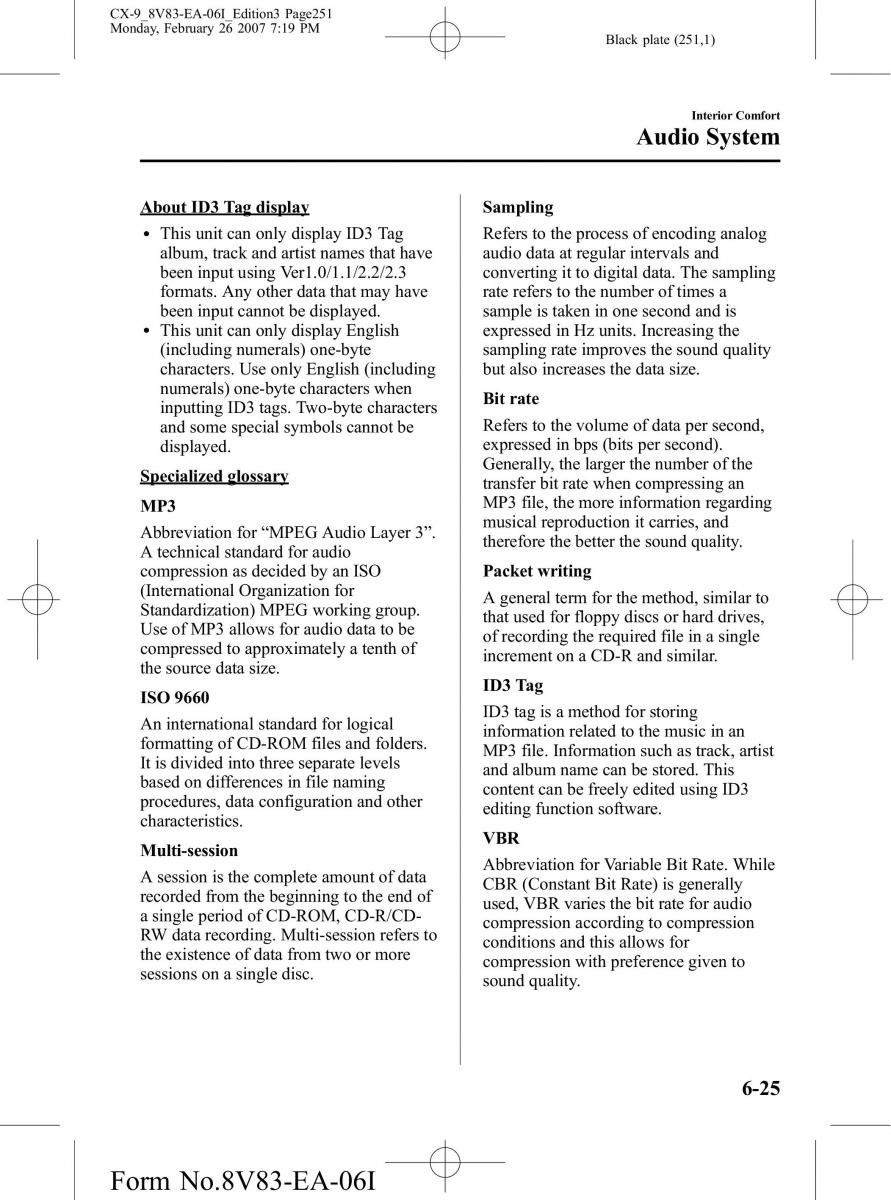 Mazda CX 9 owners manual / page 251