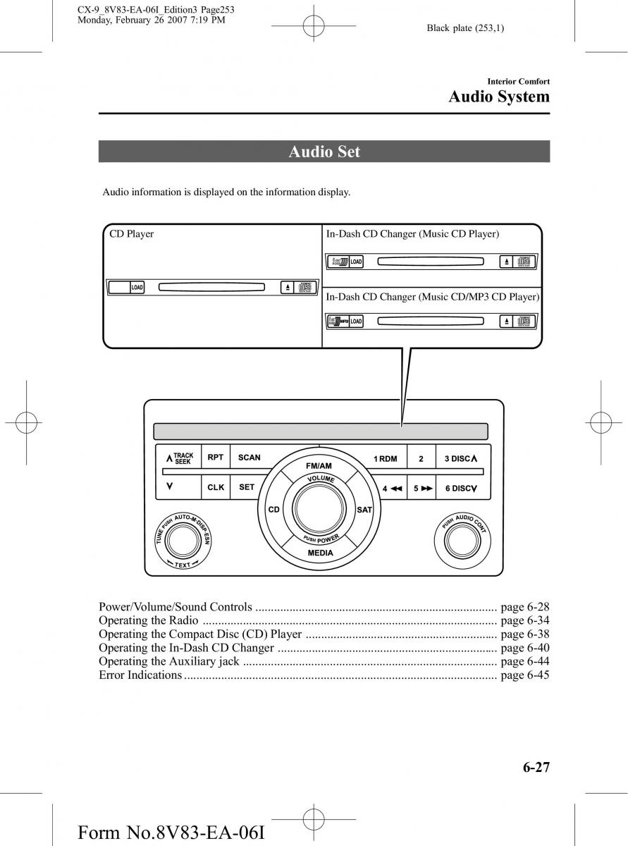 Mazda CX 9 owners manual / page 253