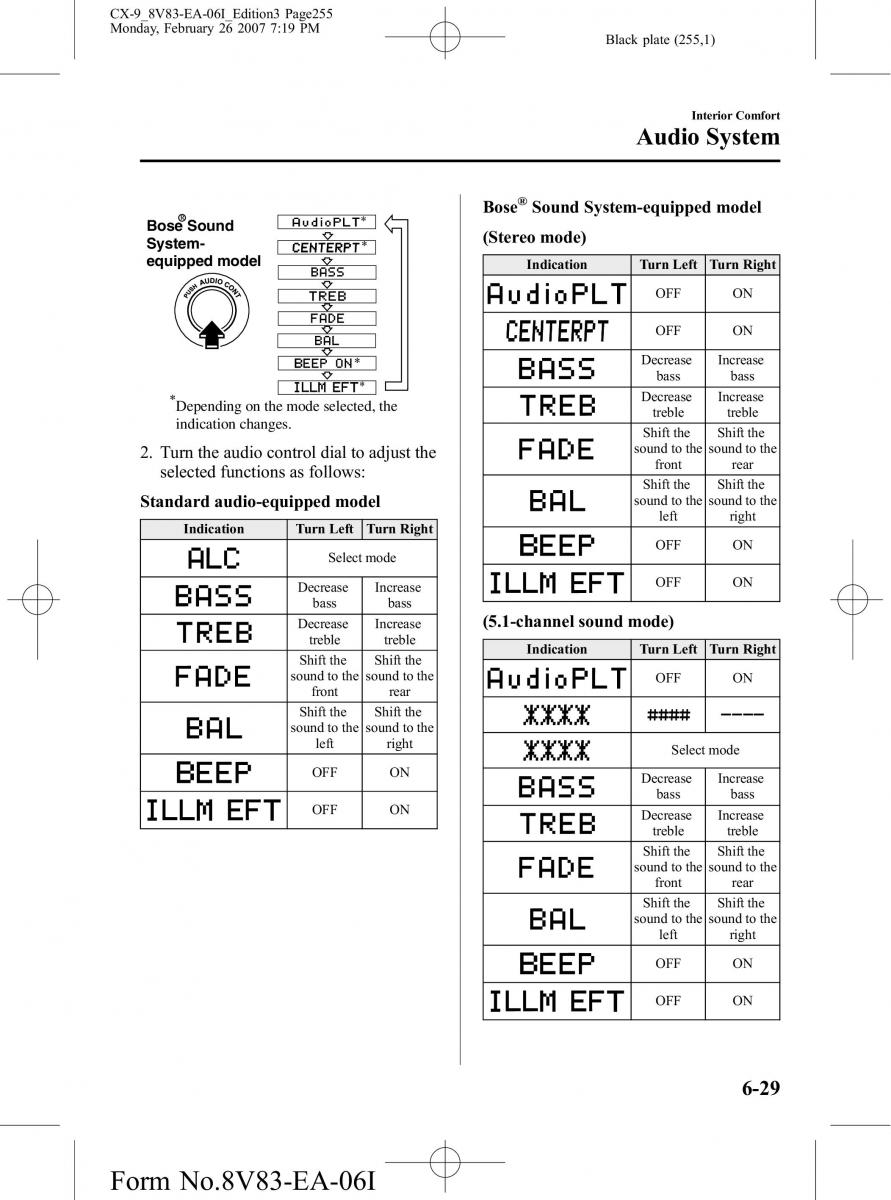 Mazda CX 9 owners manual / page 255