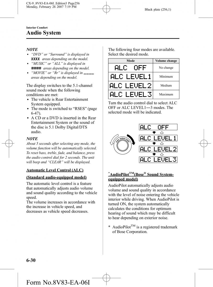 Mazda CX 9 owners manual / page 256