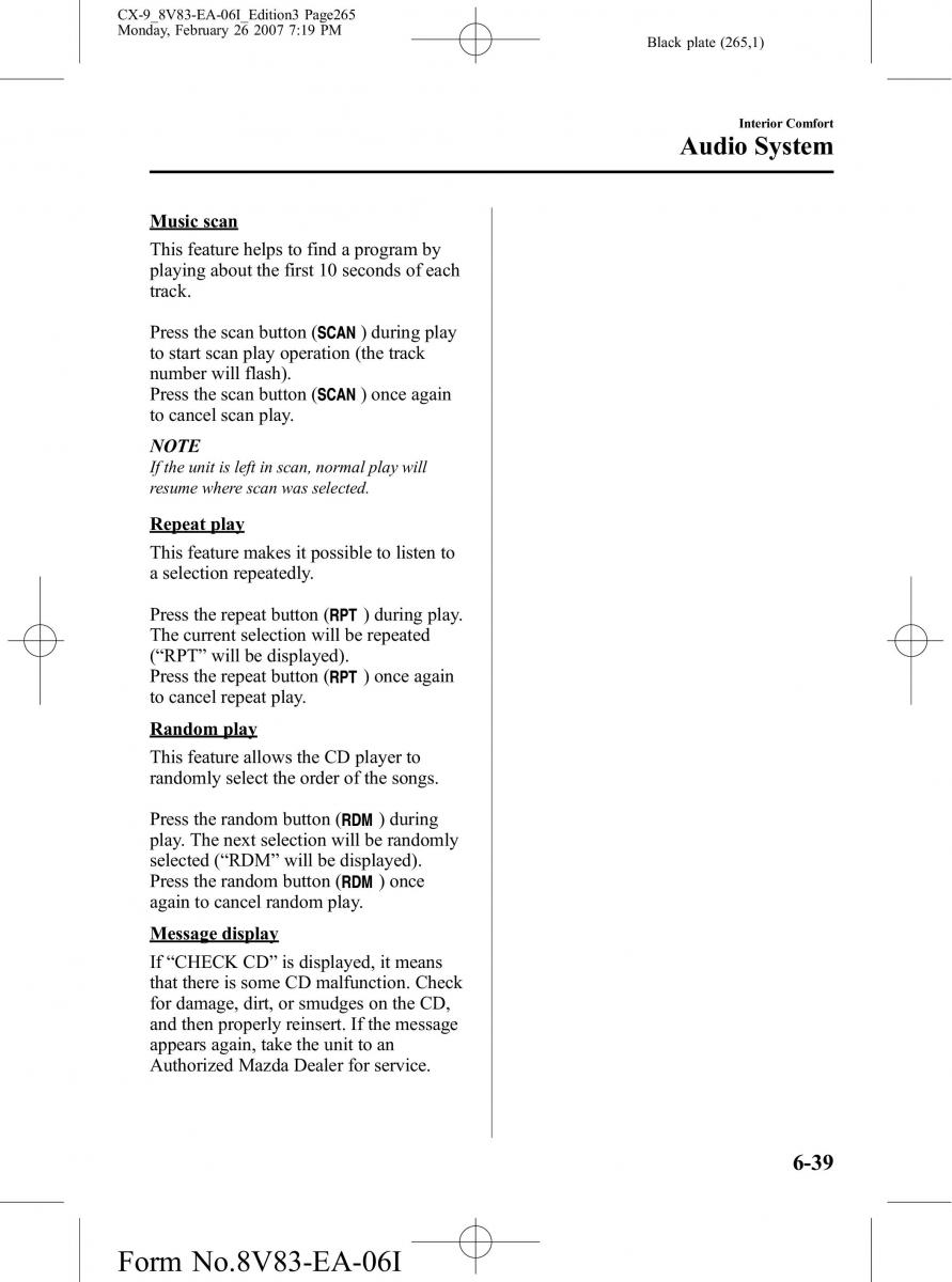 Mazda CX 9 owners manual / page 265