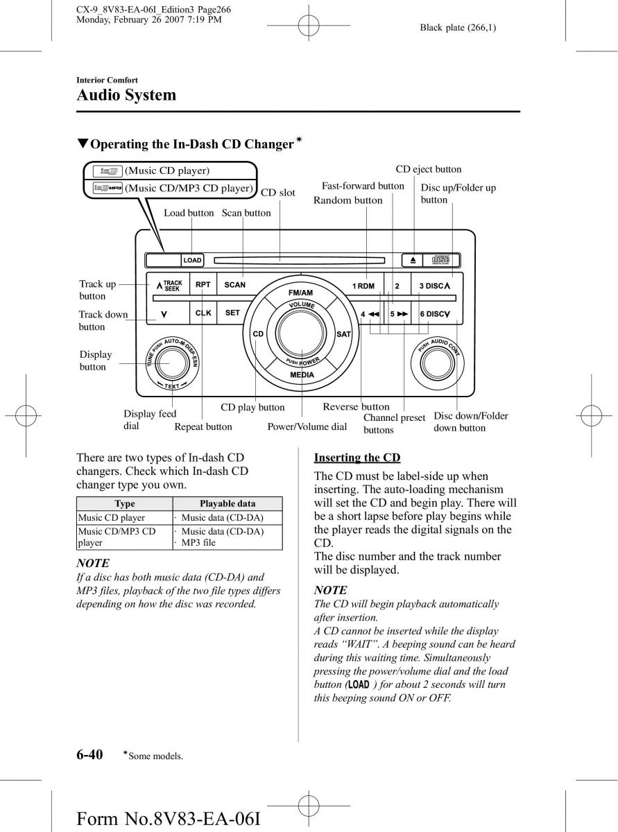 Mazda CX 9 owners manual / page 266