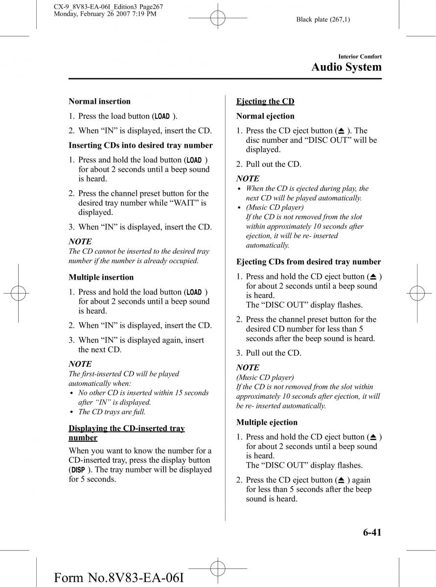 Mazda CX 9 owners manual / page 267