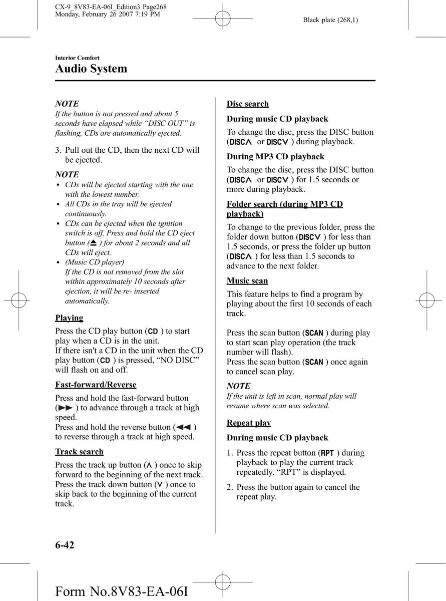 Mazda CX 9 owners manual / page 268