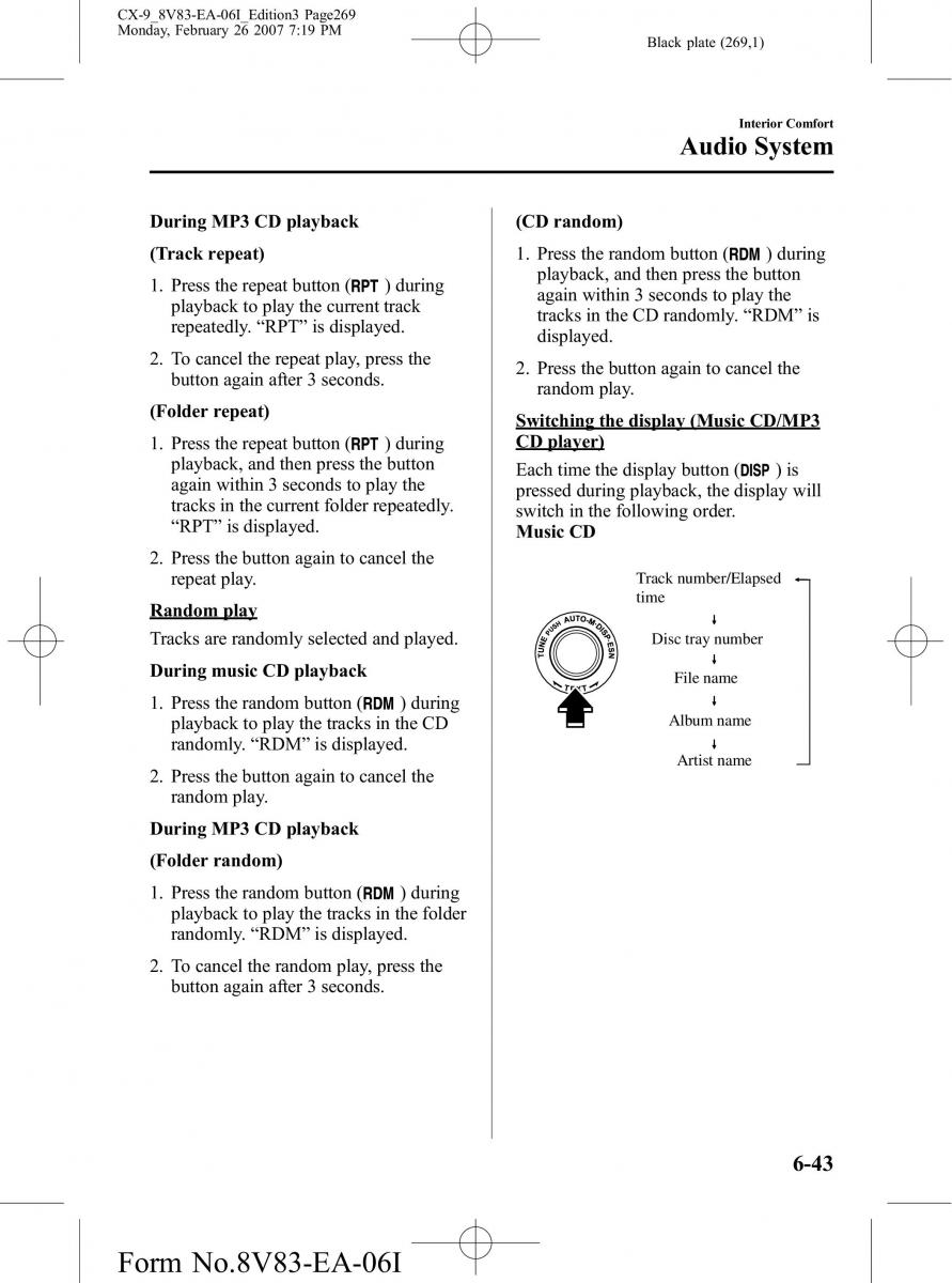 Mazda CX 9 owners manual / page 269