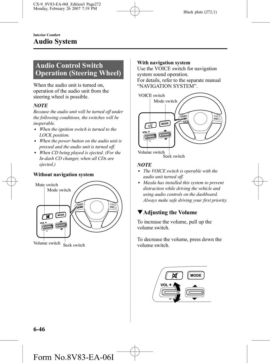 Mazda CX 9 owners manual / page 272