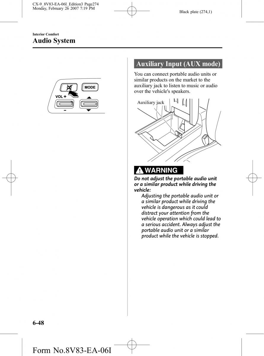 Mazda CX 9 owners manual / page 274