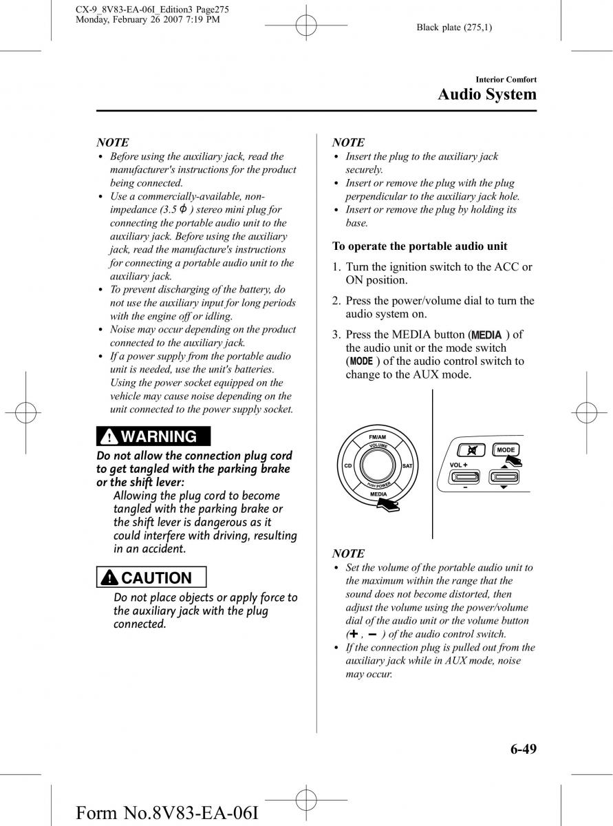 Mazda CX 9 owners manual / page 275