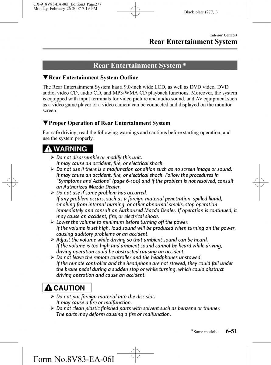 Mazda CX 9 owners manual / page 277