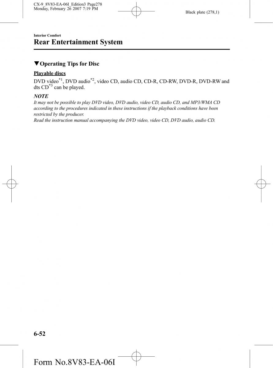 Mazda CX 9 owners manual / page 278