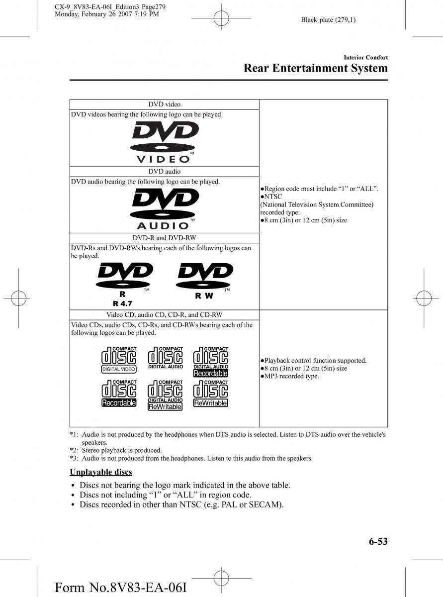 Mazda CX 9 owners manual / page 279