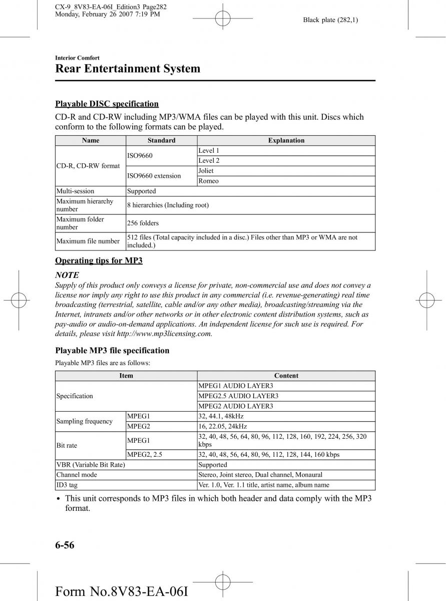 Mazda CX 9 owners manual / page 282