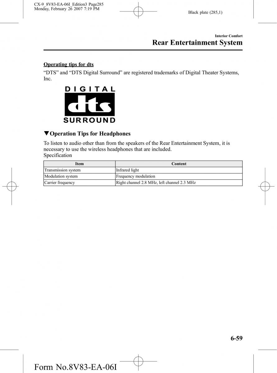 Mazda CX 9 owners manual / page 285