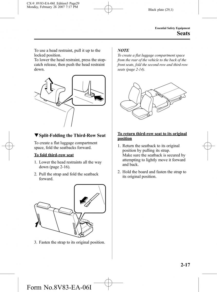 Mazda CX 9 owners manual / page 29