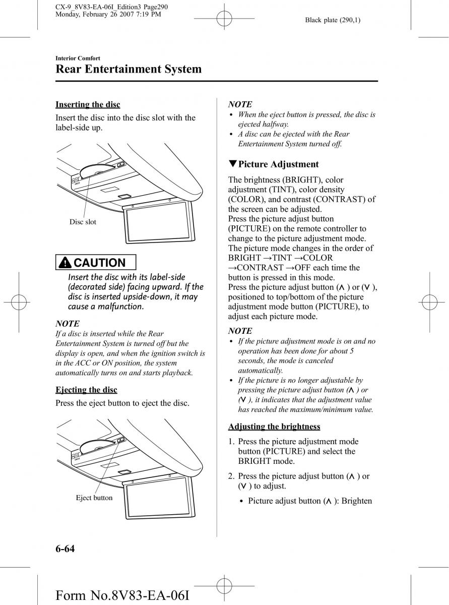 Mazda CX 9 owners manual / page 290