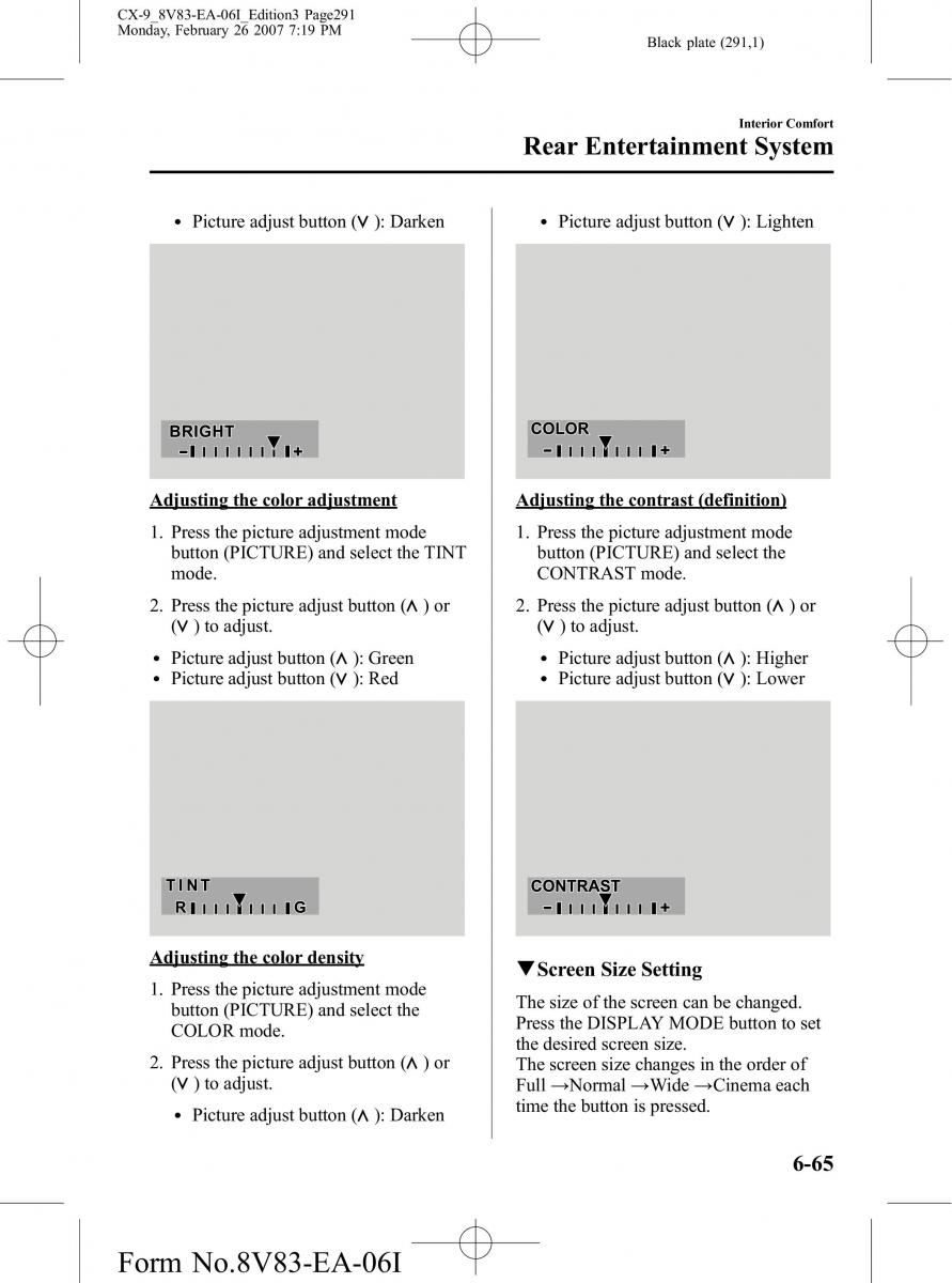 Mazda CX 9 owners manual / page 291