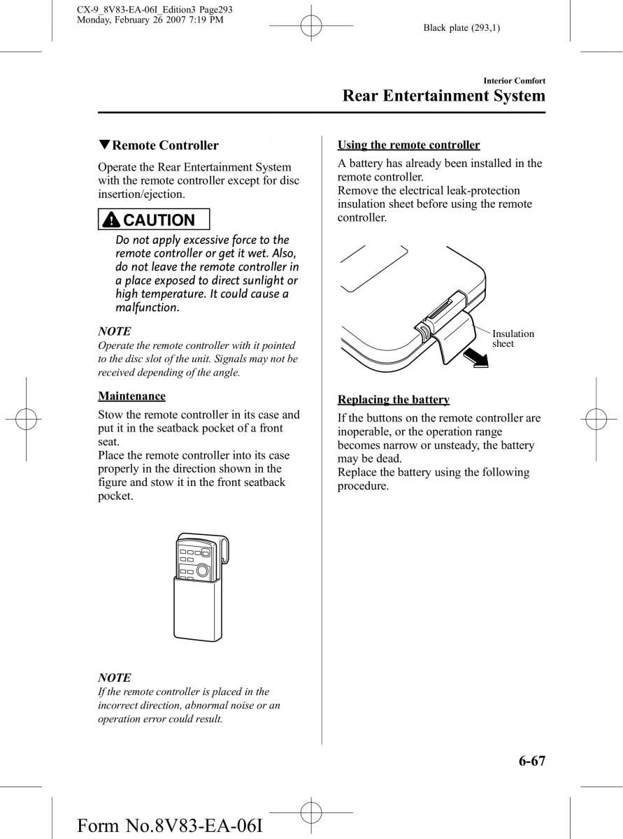 Mazda CX 9 owners manual / page 293