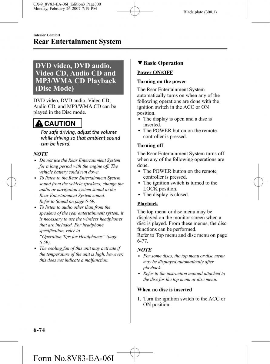 Mazda CX 9 owners manual / page 300