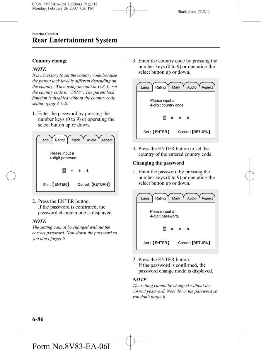 Mazda CX 9 owners manual / page 312