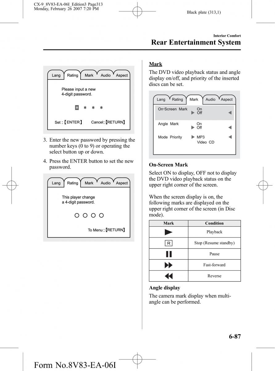 Mazda CX 9 owners manual / page 313