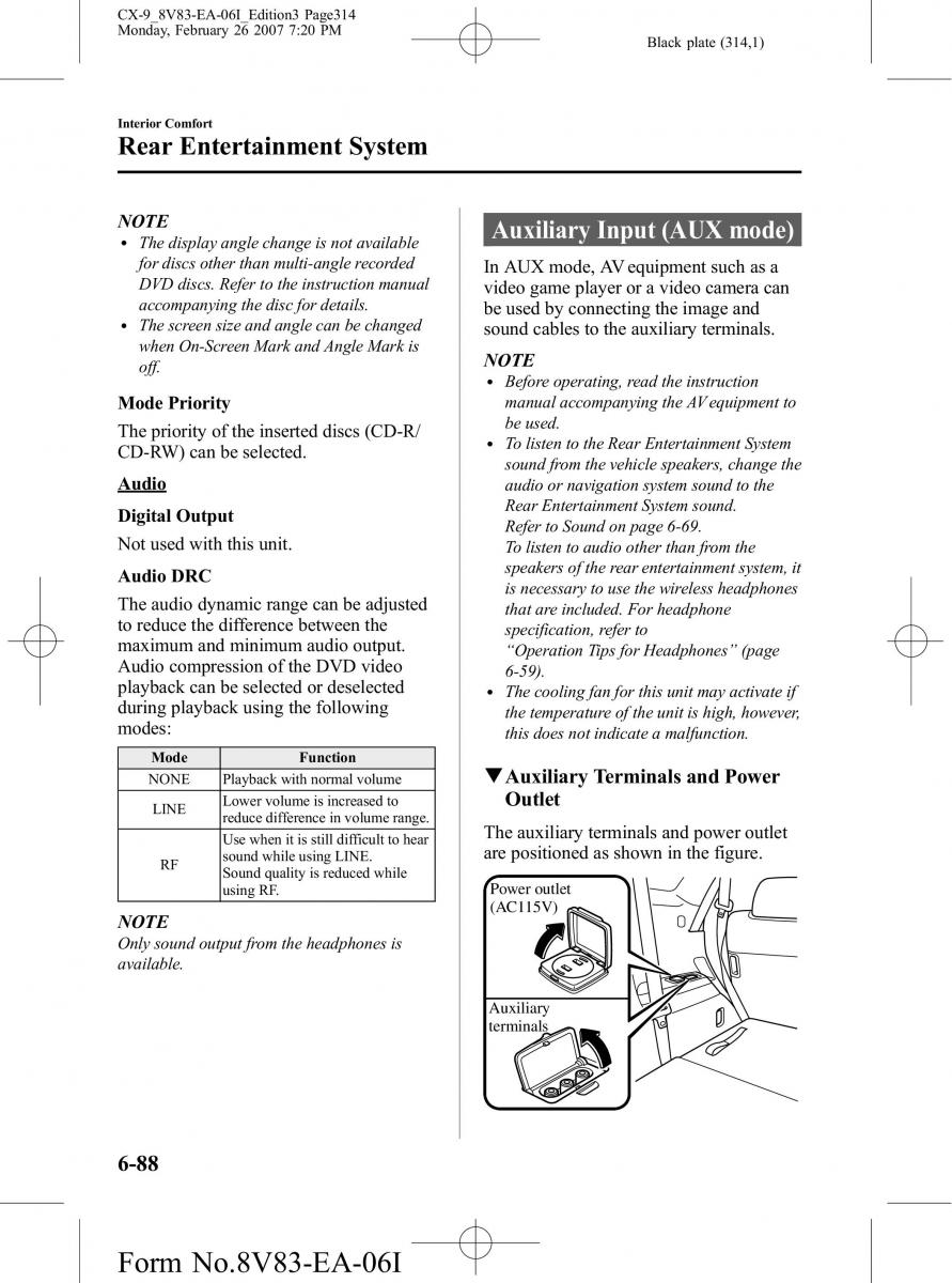 Mazda CX 9 owners manual / page 314