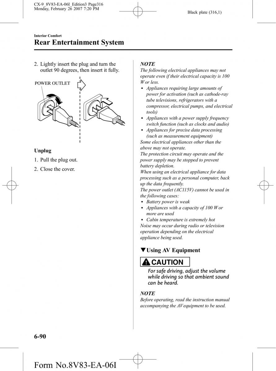 Mazda CX 9 owners manual / page 316