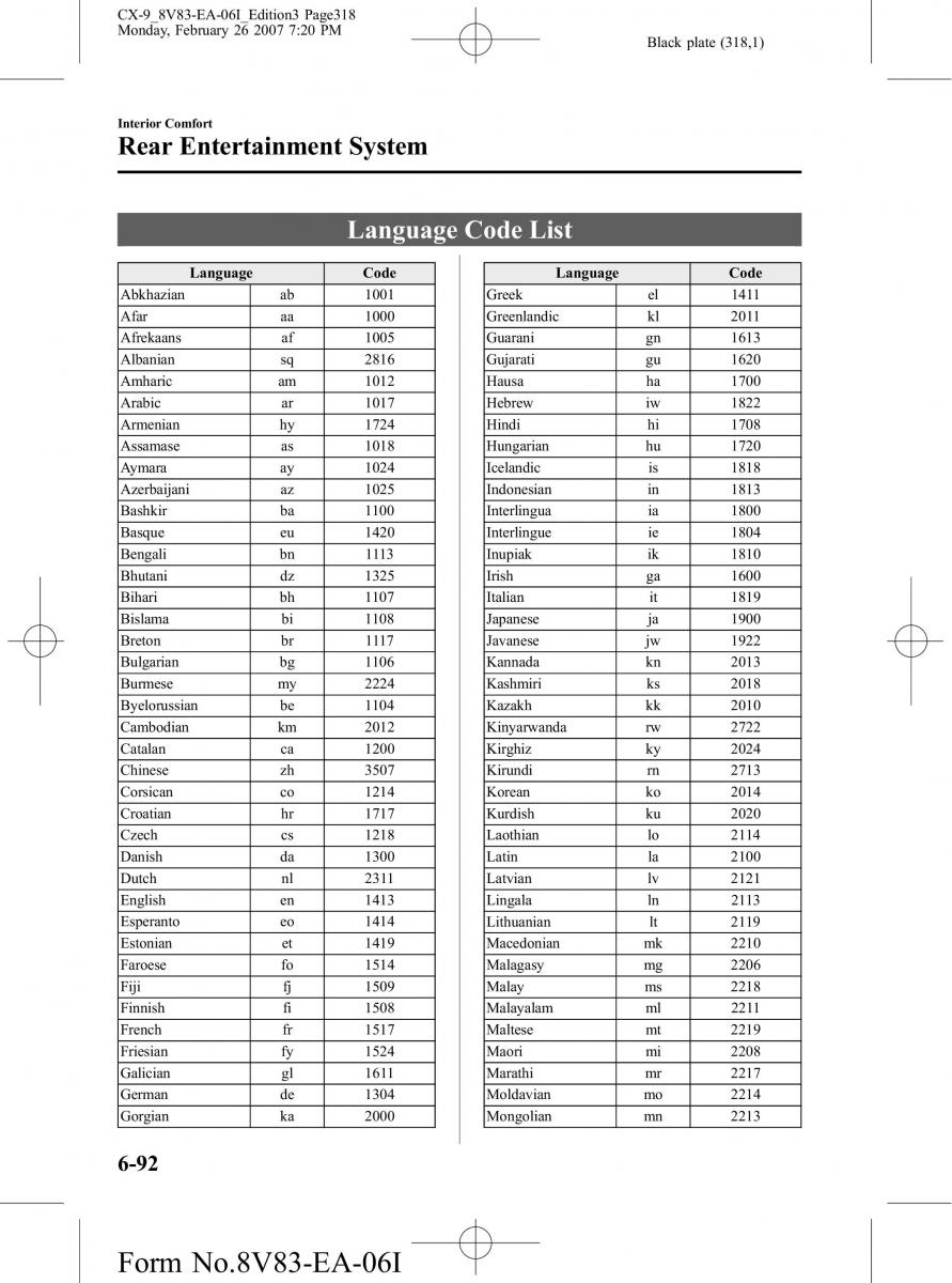 Mazda CX 9 owners manual / page 318