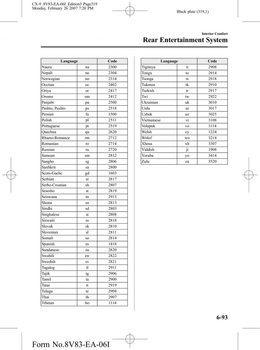 Mazda CX 9 owners manual / page 319