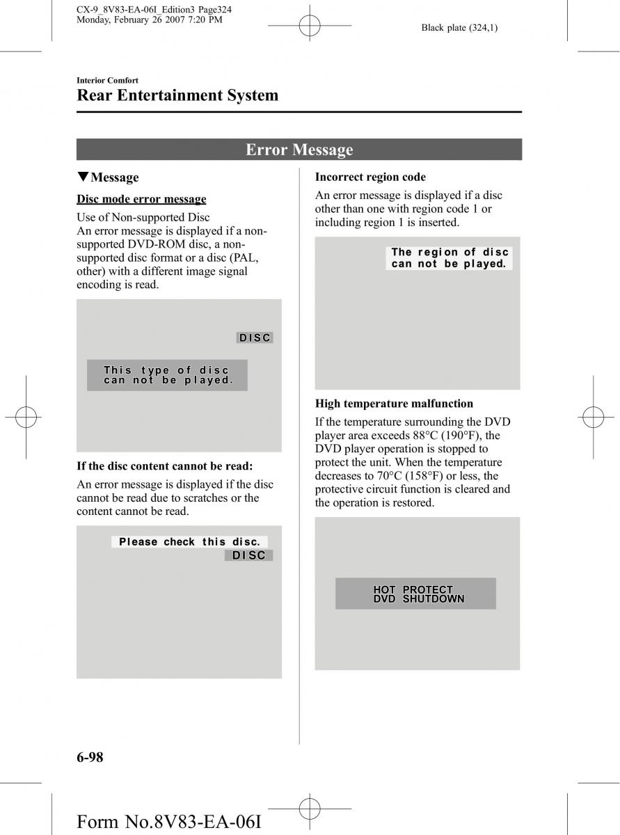 Mazda CX 9 owners manual / page 324