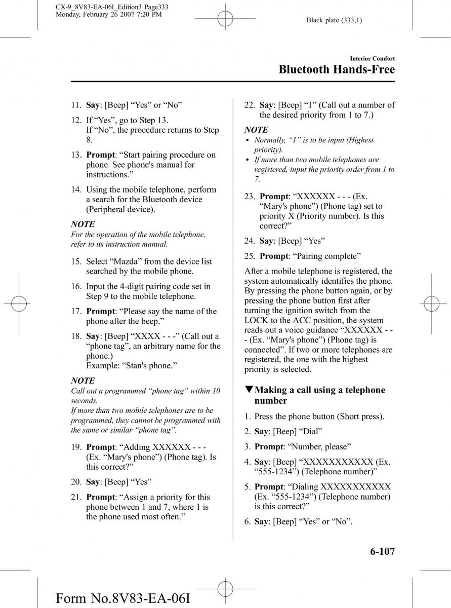 Mazda CX 9 owners manual / page 333