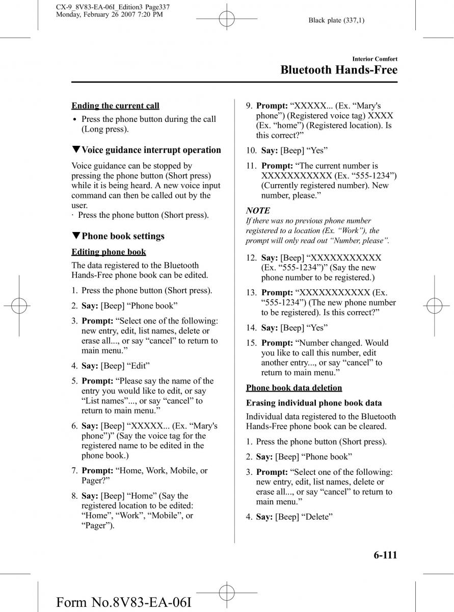 Mazda CX 9 owners manual / page 337