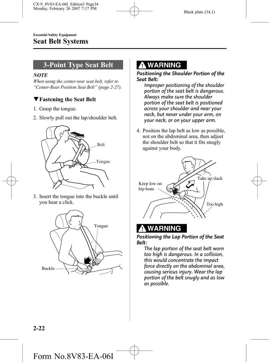 Mazda CX 9 owners manual / page 34