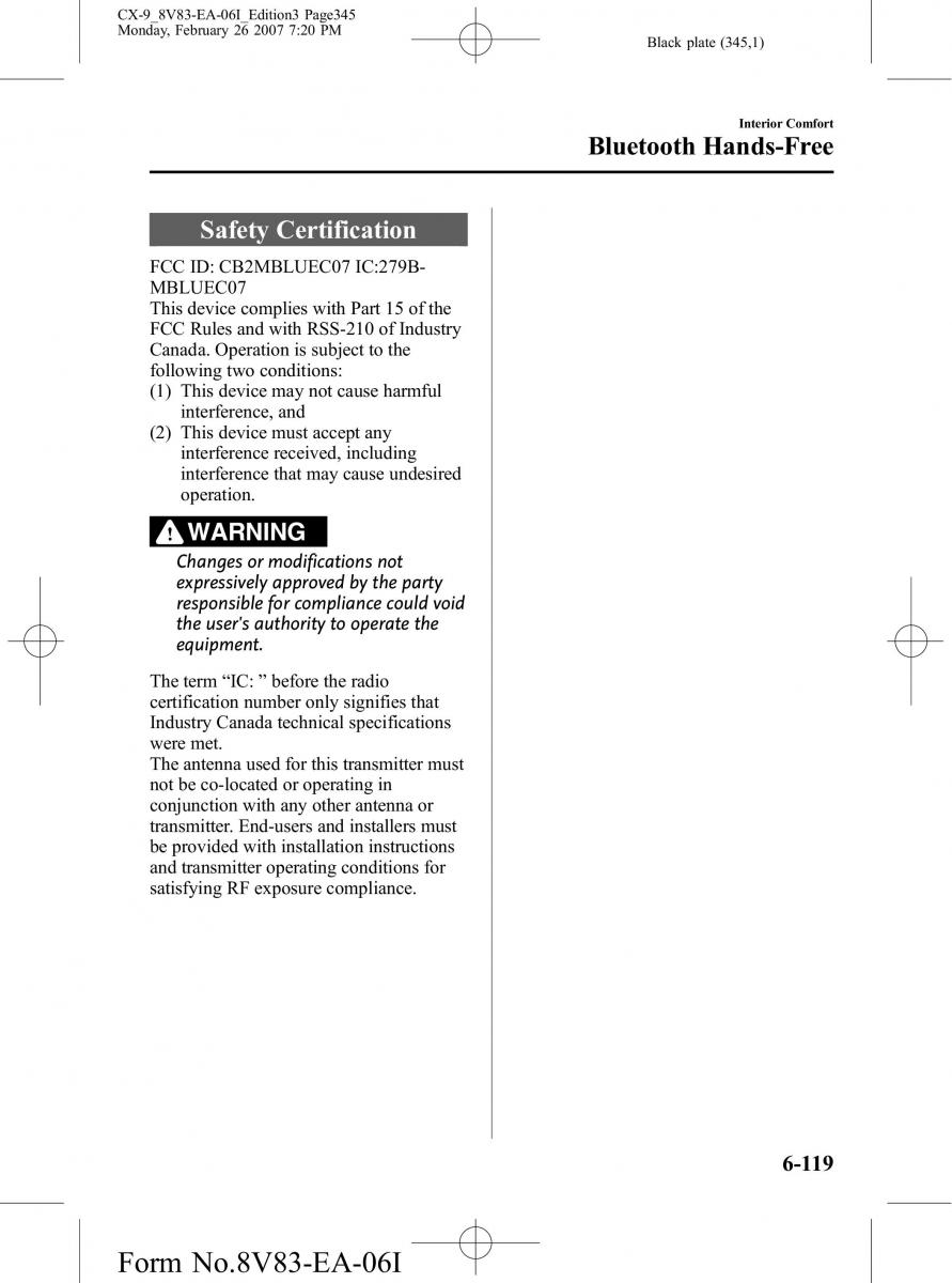 Mazda CX 9 owners manual / page 345