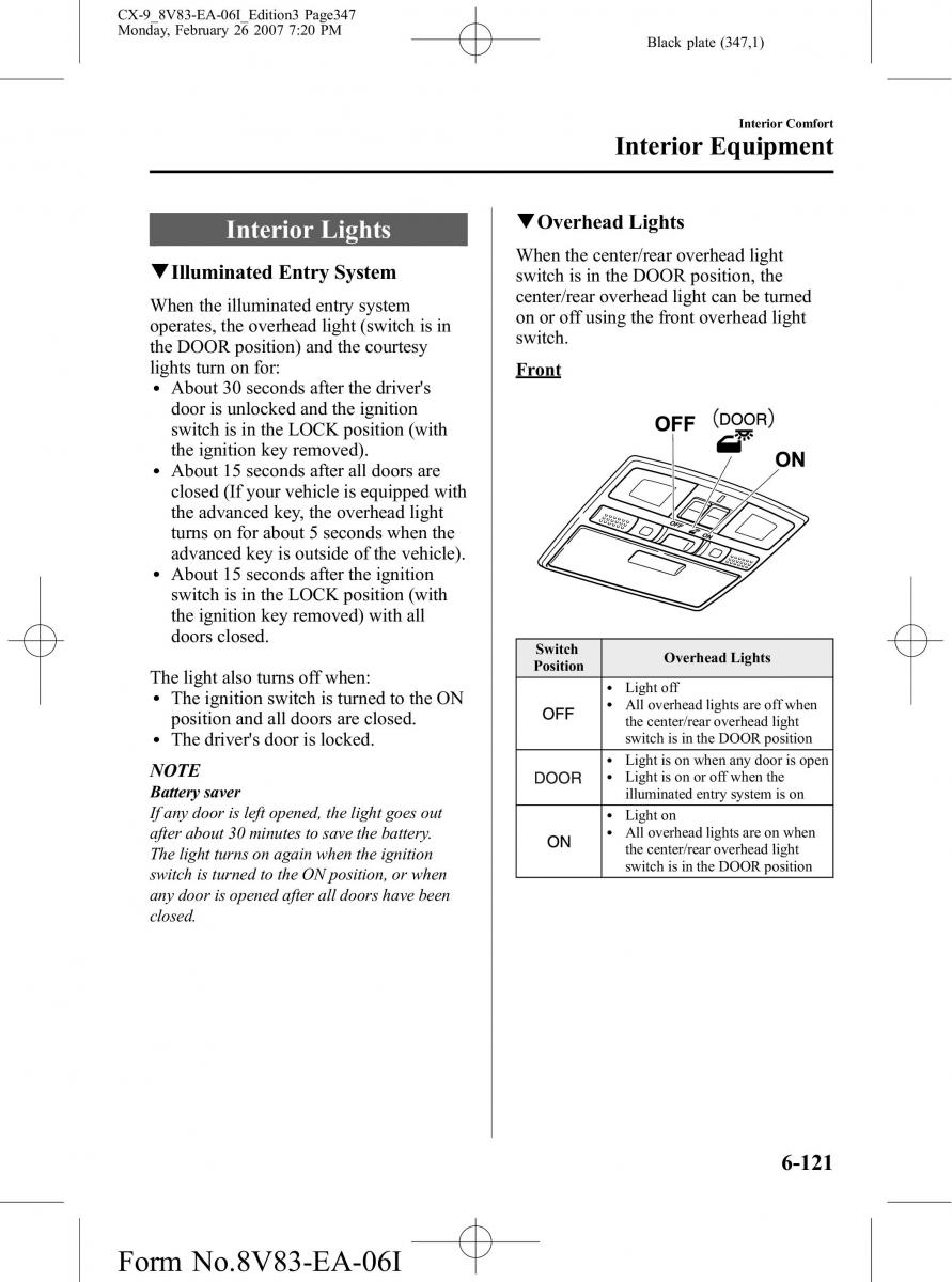 Mazda CX 9 owners manual / page 347