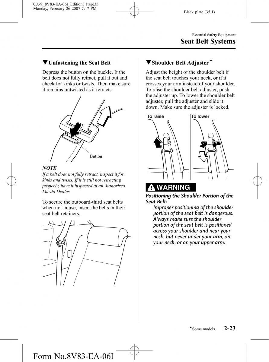 Mazda CX 9 owners manual / page 35