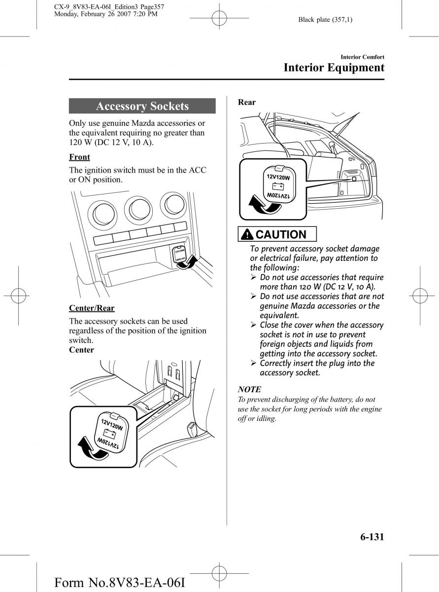 Mazda CX 9 owners manual / page 357