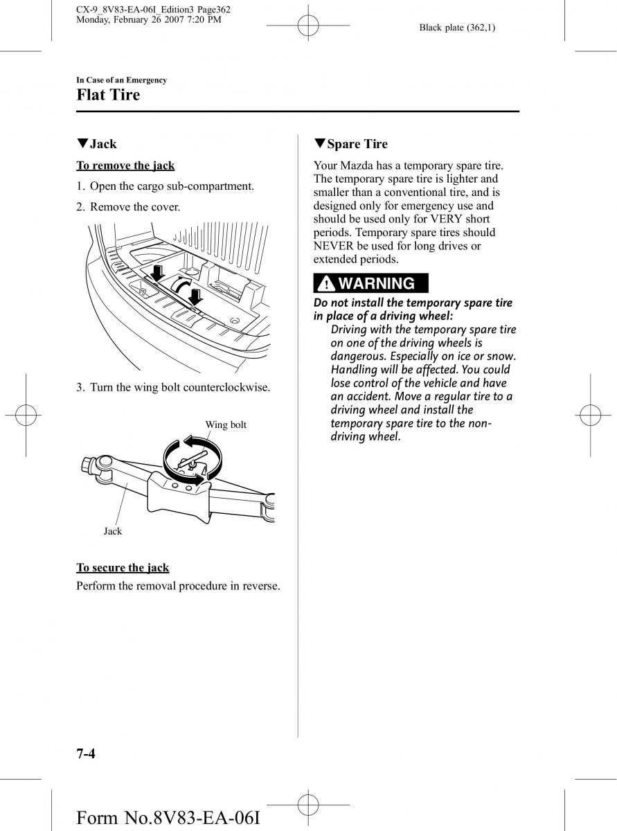 Mazda CX 9 owners manual / page 362