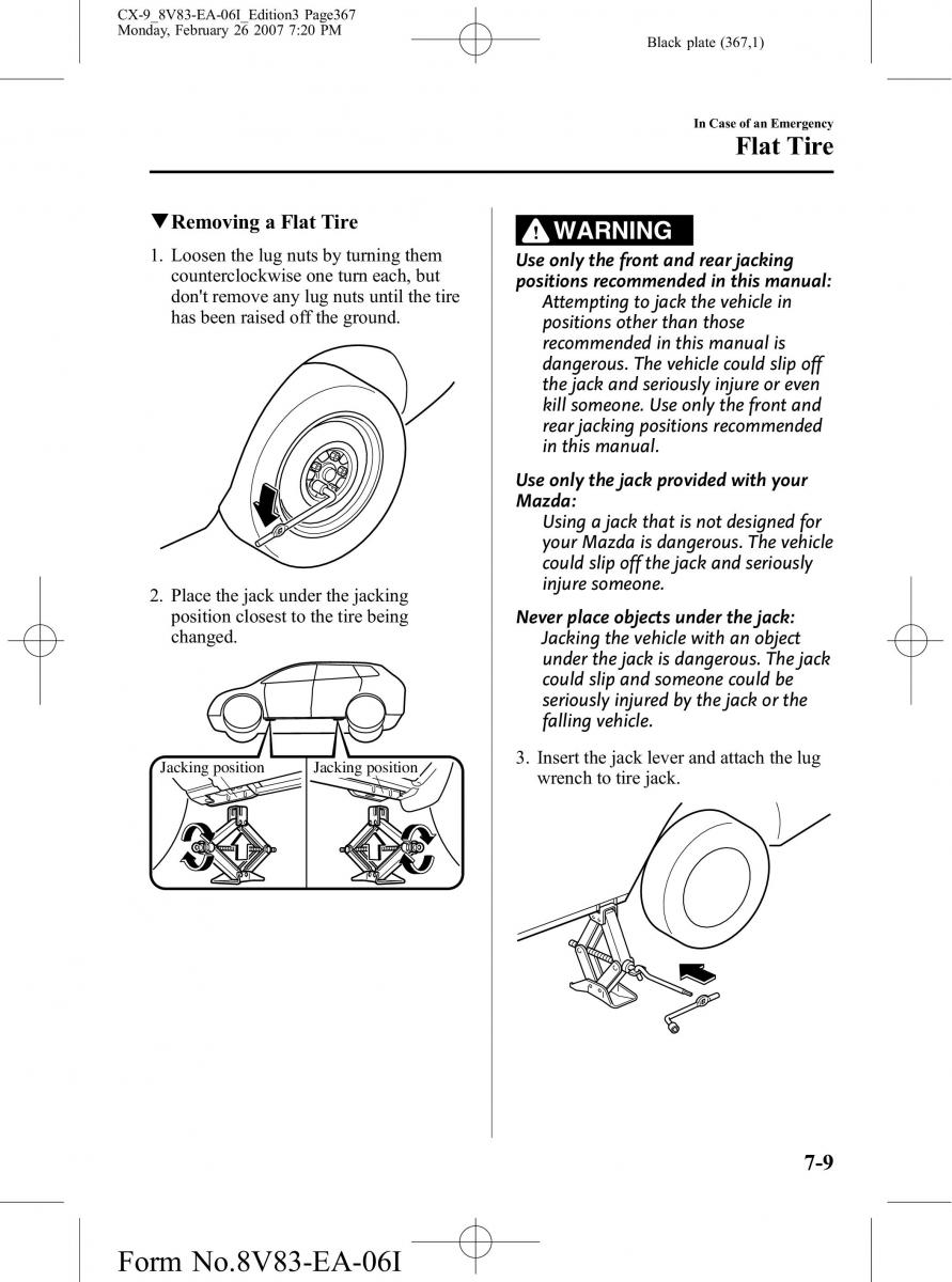 Mazda CX 9 owners manual / page 367